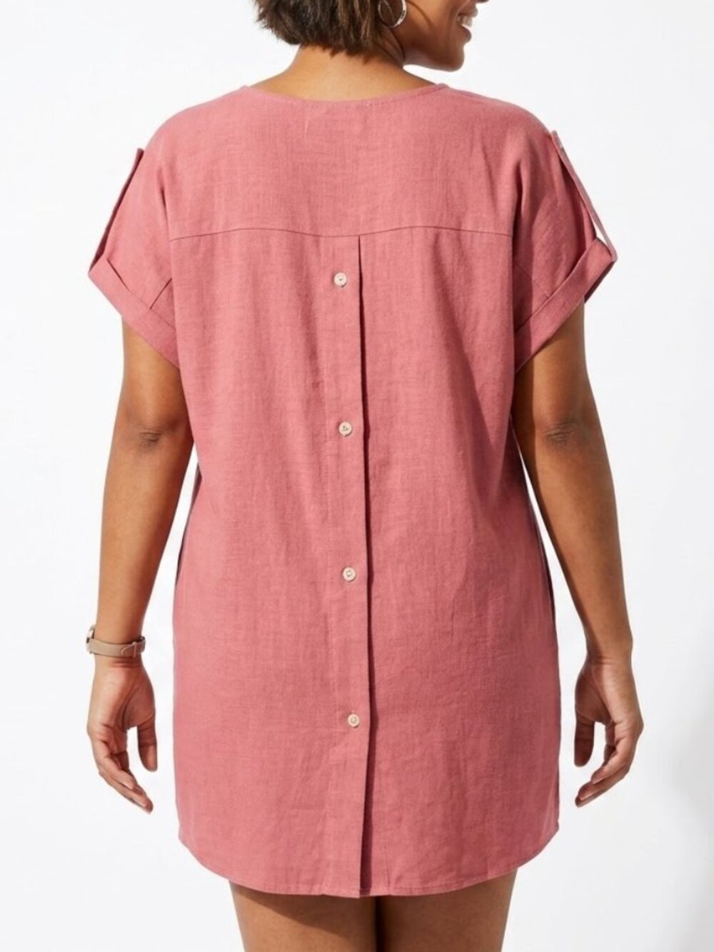 FLOWER & FEATHER Dusty Rose Button-Back Pocket Blouse XL